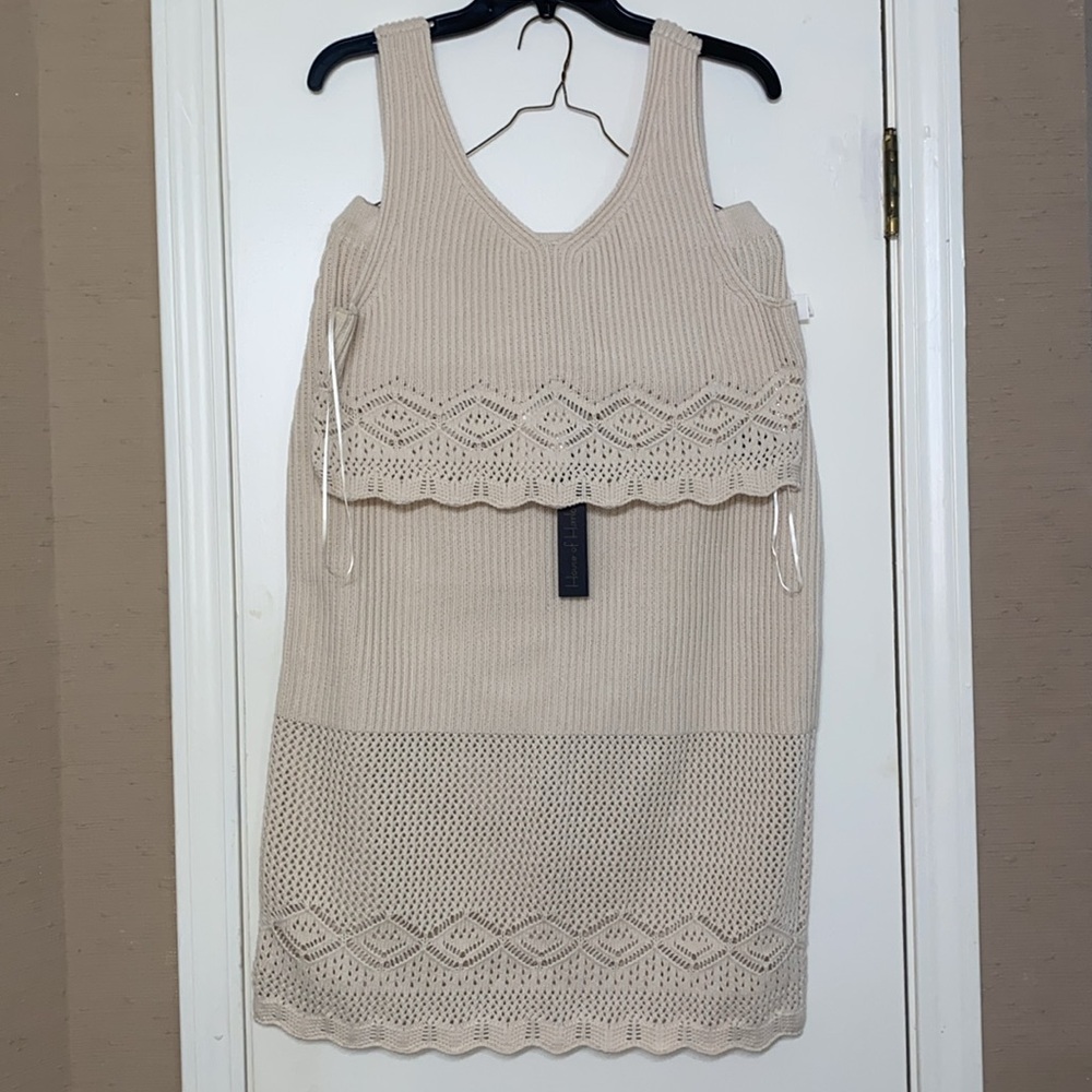 House of Harlow 1960 2 piece cream crochet skirt and tank set size large